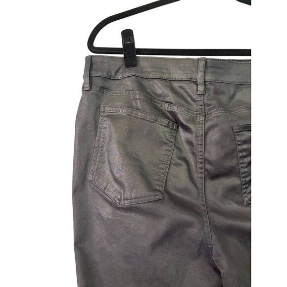 Chicos Women's Shiny Black Stretch Jegging Pants W Front & Back Pockets Size 14 - Picture 8 of 13